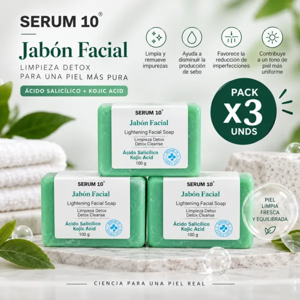 Jabón facial de ácido kójico y salicílico x3