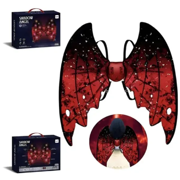 Alas de ángel oscuro con luces LED rojas