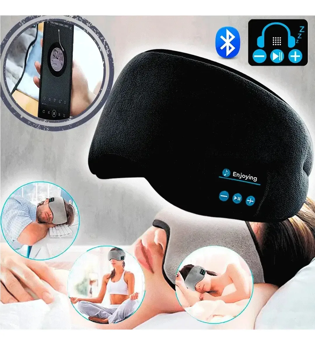 Antifaz para dormir con audífonos bluetooth