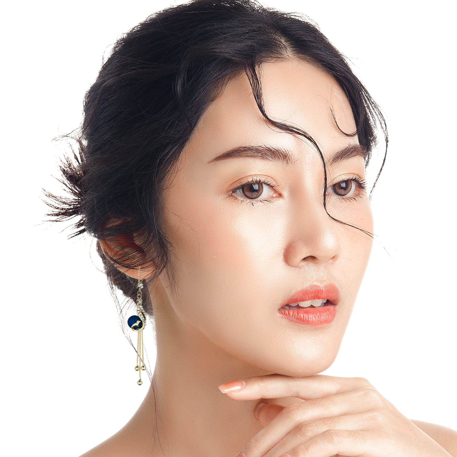 Aretes de plumas pavo real x2 pares