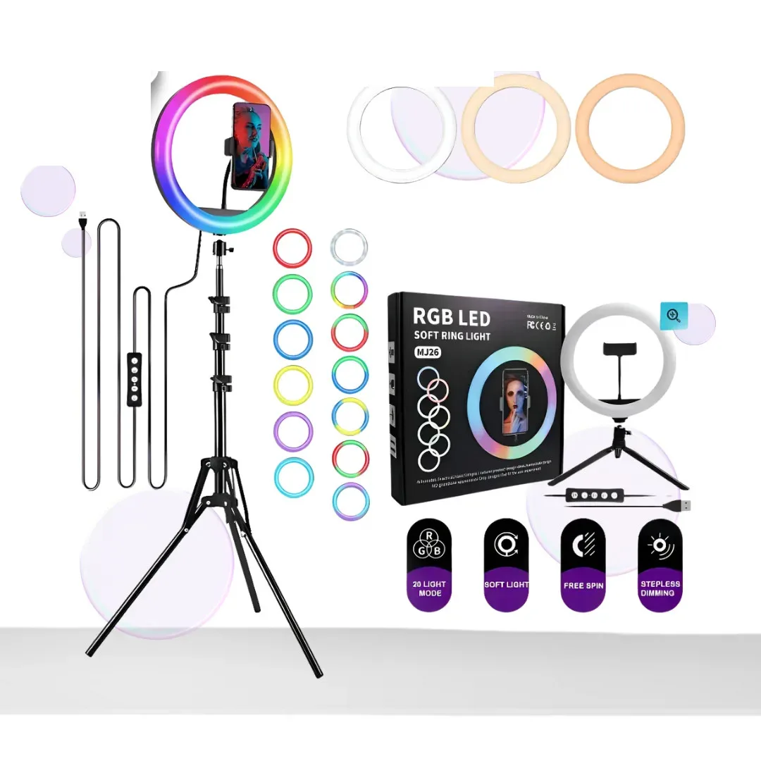 Aro de luz RGB con trípode 26 cm
