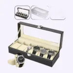 Caja joyero para 6 relojes con tapa de vidrio