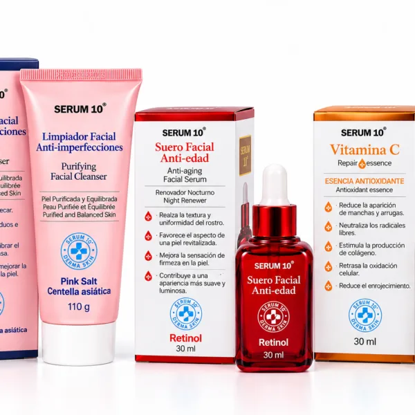 Kit facial: limpiador, retinol y vitamina C