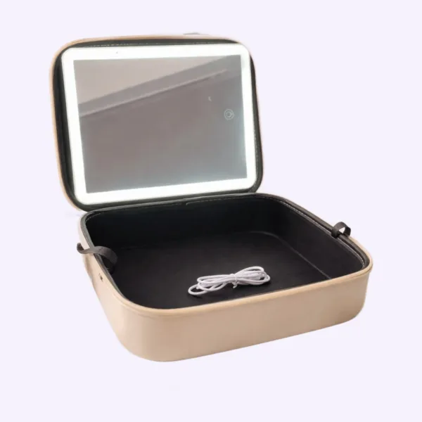 Cosmetiquera de viaje con espejo LED