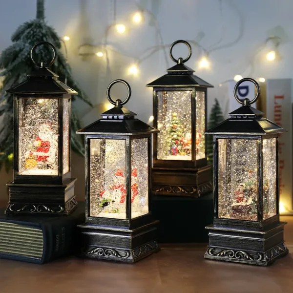 Farol navideño musical con nieve y luz