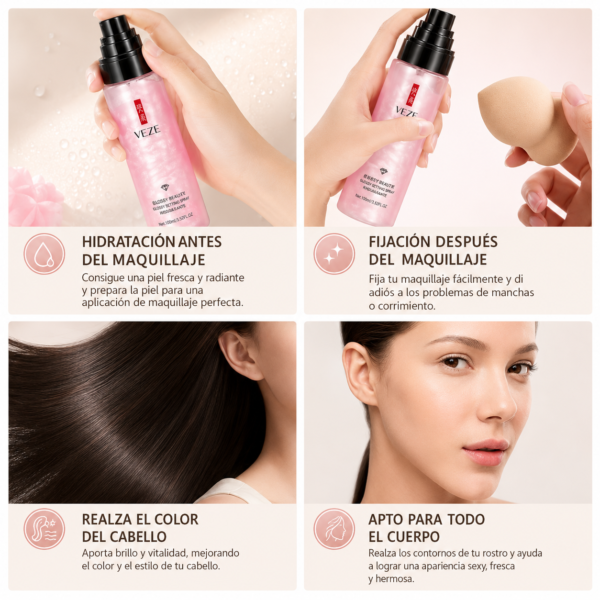 Spray fijador de maquillaje efecto glow