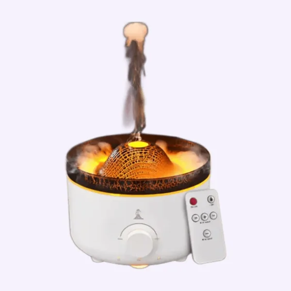 Humidificador volcán con luz y control remoto