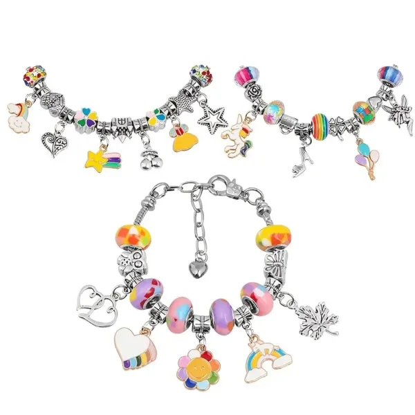 Kit para crear pulseras con dijes de unicornio