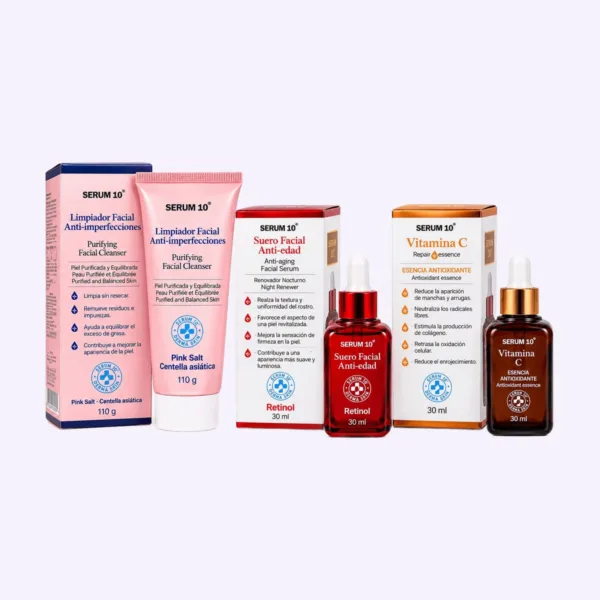 Kit facial: limpiador, retinol y vitamina C