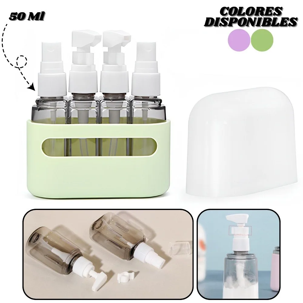 Kit de 4 envases de viaje de 50 ml con estuche
