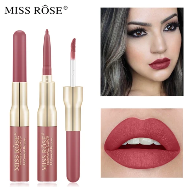 Labial matte doble punta con delineador x3
