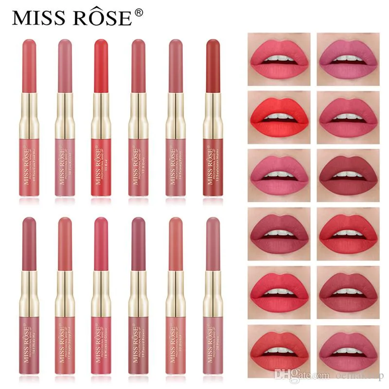 Labial matte doble punta con delineador x3