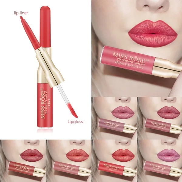 Labial matte doble punta con delineador x3