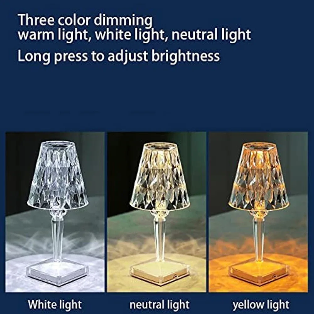 Lámpara de cristal LED recargable con control