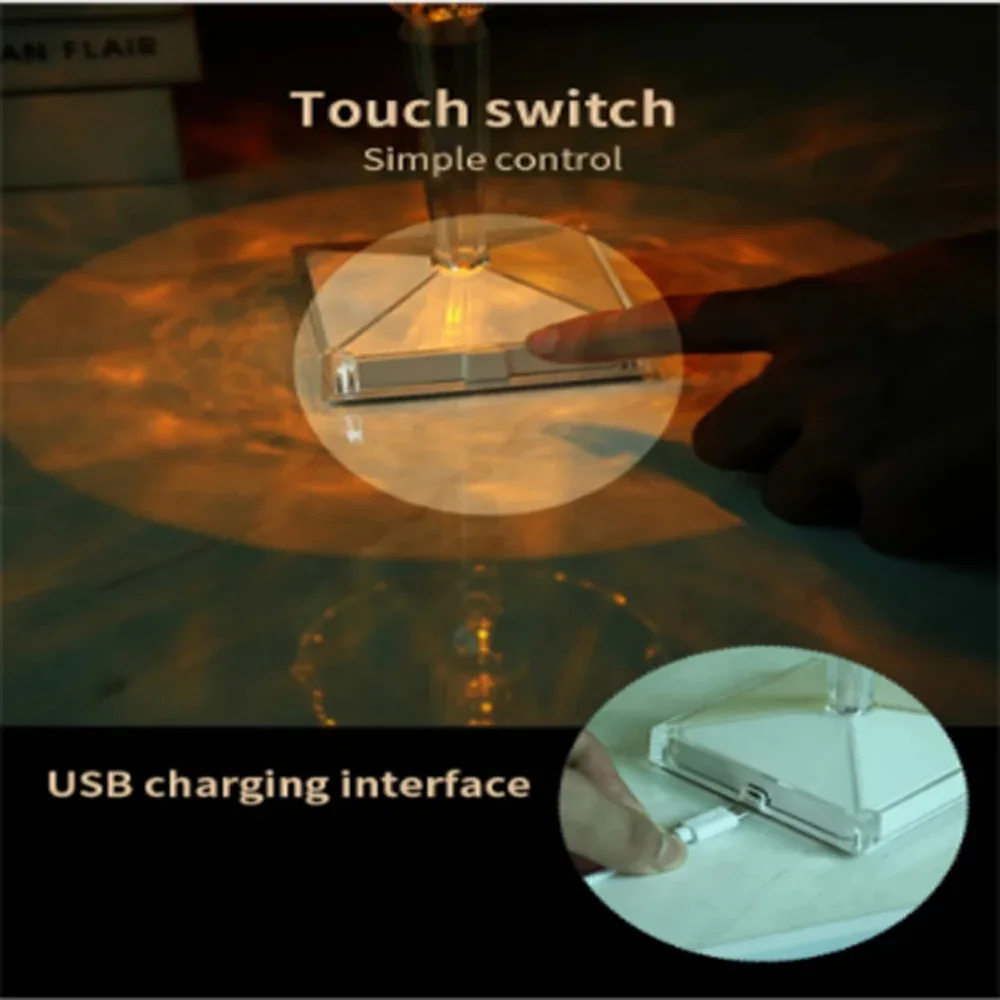 Lámpara de cristal LED recargable con control