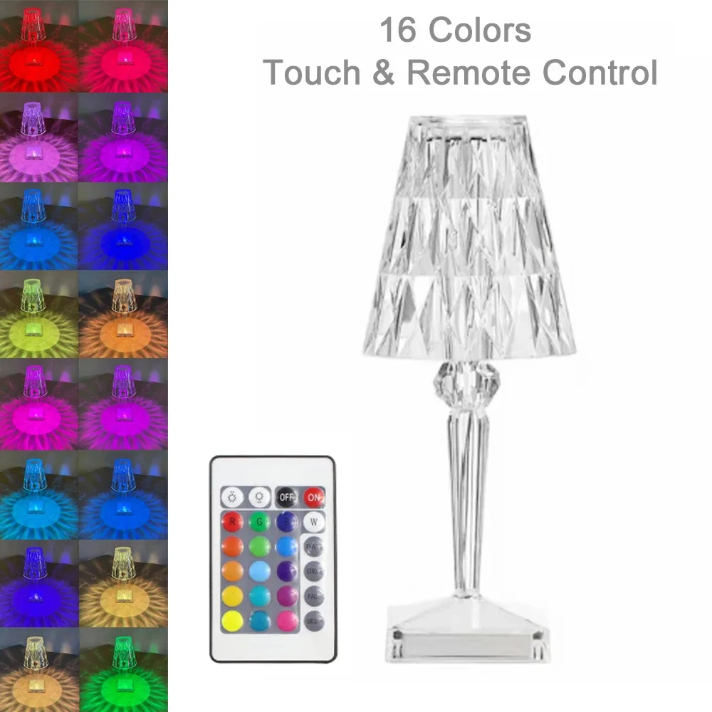 Lámpara de cristal LED recargable con control