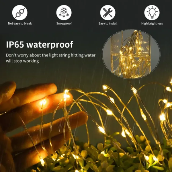 Luces solares de alambre de cobre con 200 LED