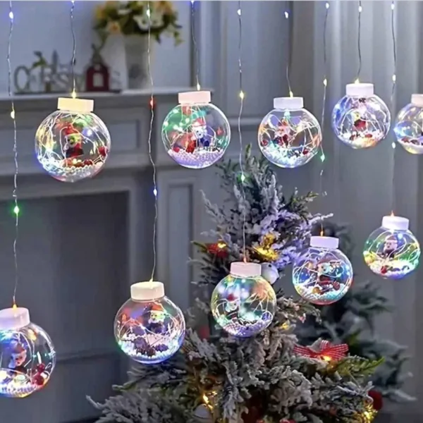 Cortina de luces con esferas navideñas (USB)