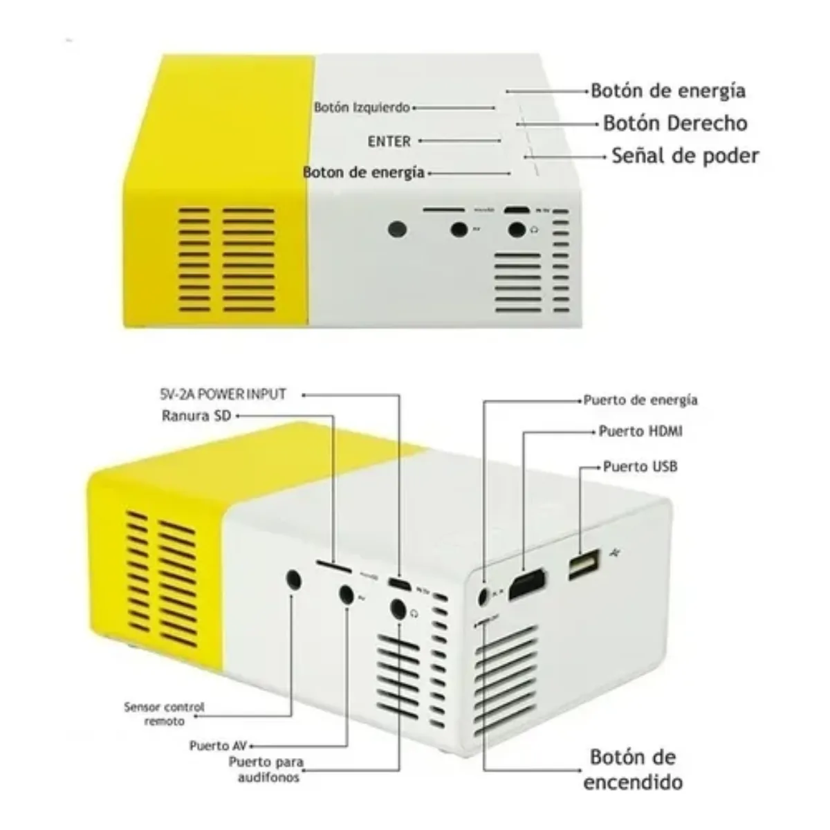Mini proyector LED portátil para películas