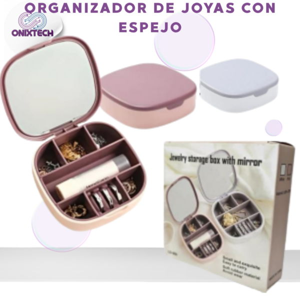 Mini joyero organizador con espejo