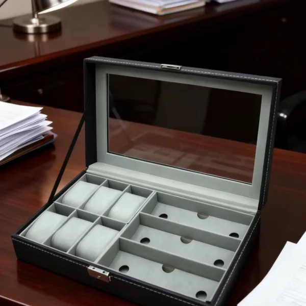 Caja organizadora para relojes y gafas