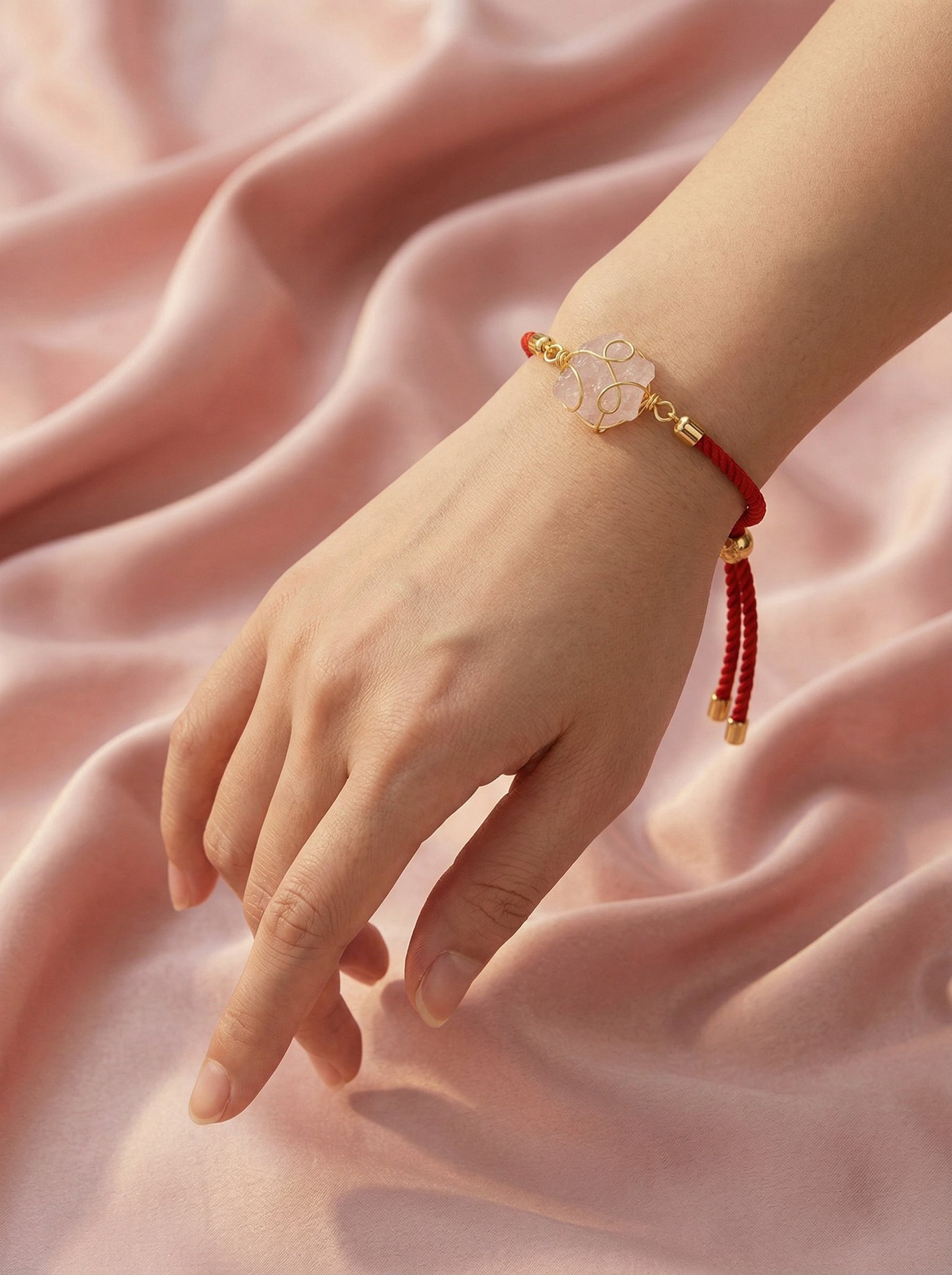 Pulsera Amor Infinito de cuarzo rosa