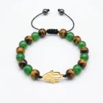 Pulsera Hamsa con ojo de tigre y aventurina