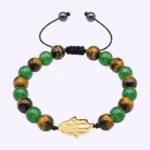 Pulsera Hamsa con ojo de tigre y aventurina