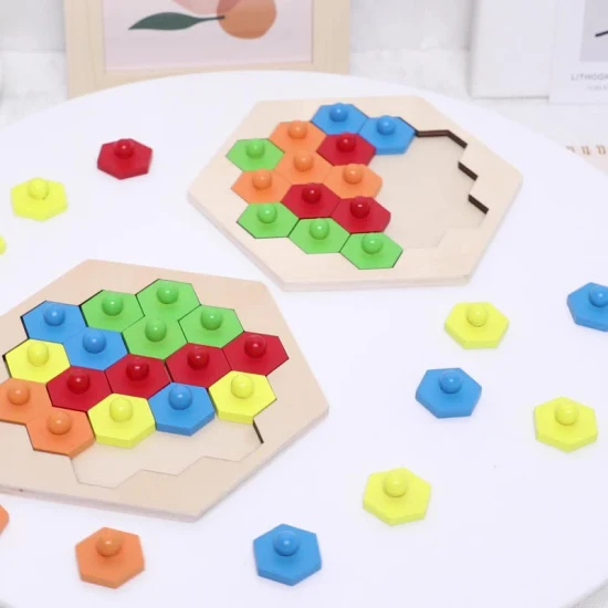 Rompecabezas hexagonal de madera con 30 retos