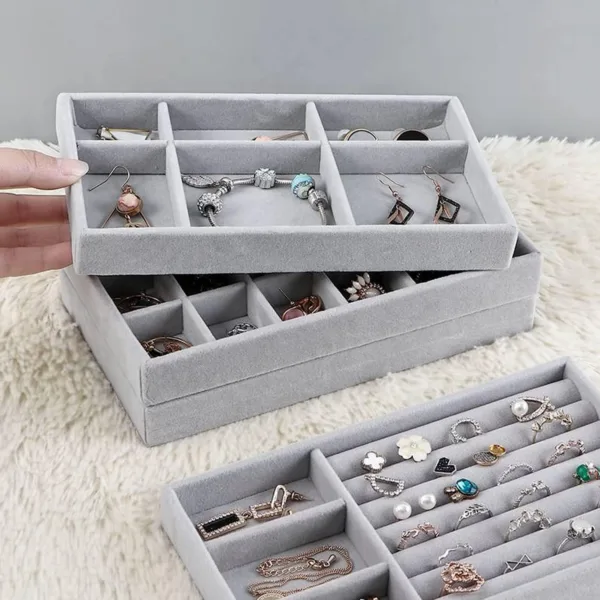 Set de 4 bandejas organizadoras de joyas en terciopelo