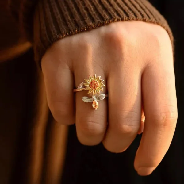 Set de 2 anillos girasol giratorios ajustables