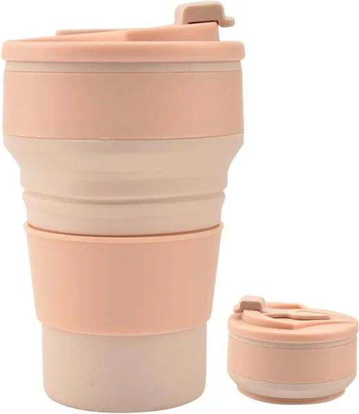Vaso plegable de silicona de 500 ml con tapa