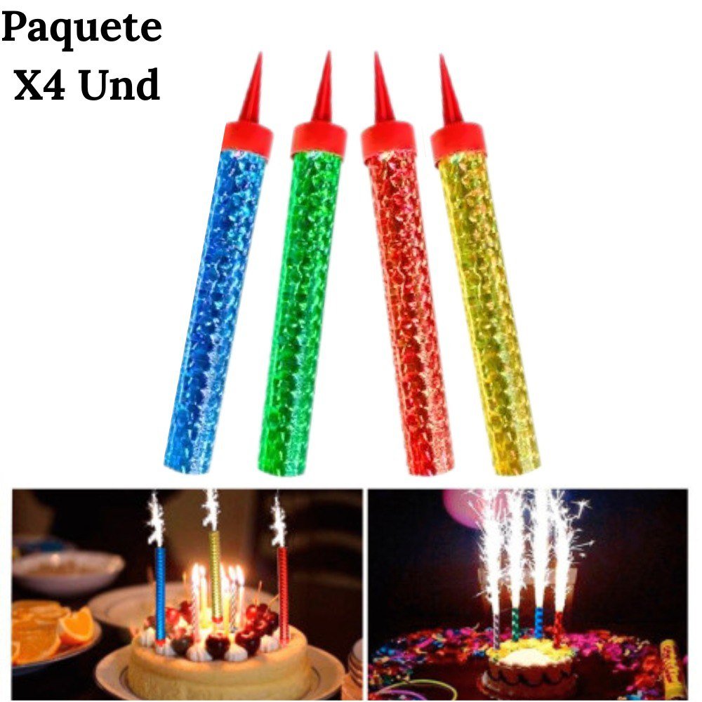 Velas volcán de chispas x4 para celebraciones