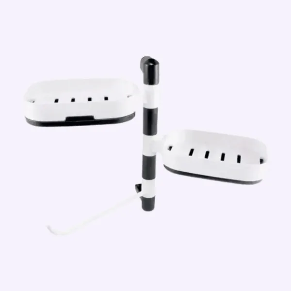 Jabonera doble giratoria adhesiva para baño